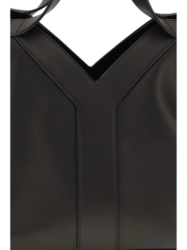 Saint Laurent Y Tote Shoulder Bag — Black Calf Leather in Black Calfskin from HEWI