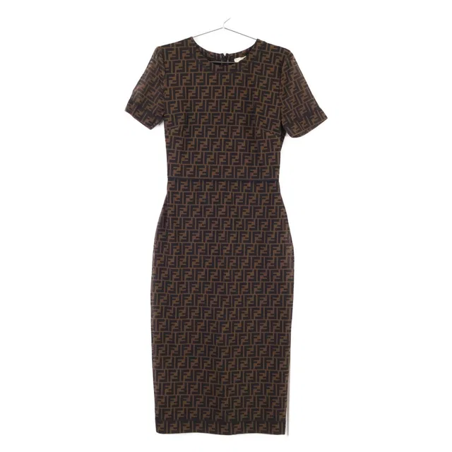 Fendi FF Zucca Pattern Short Sleeve Dress 40 from The Reluxe