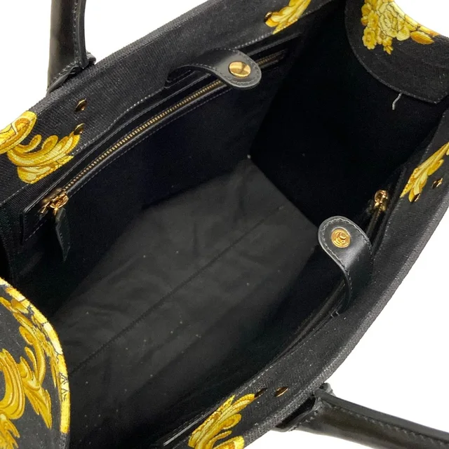 Versace Tote Bag la Medusa Large Black Yellow Gold Cotton Leather in Black Leather from The Reluxe, photo 2 of 2