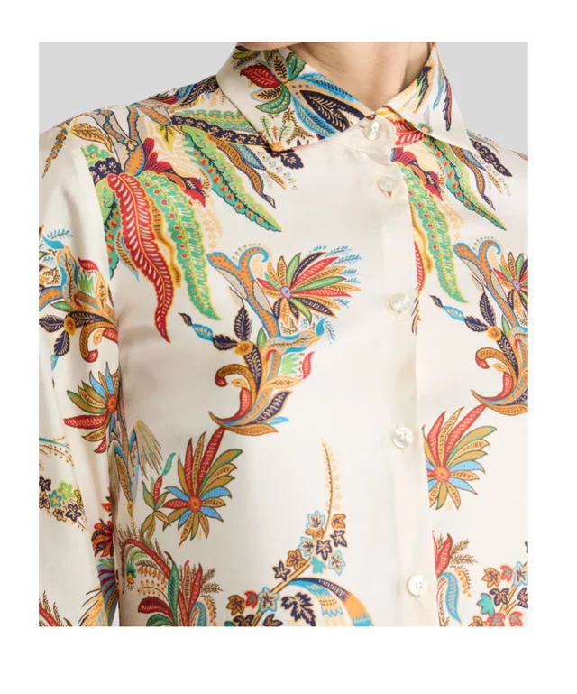 Etro SILK TWILL SHIRT WITH PAISLEY FOLIAGE MOTIF, photo 3 of 3 from SENSER