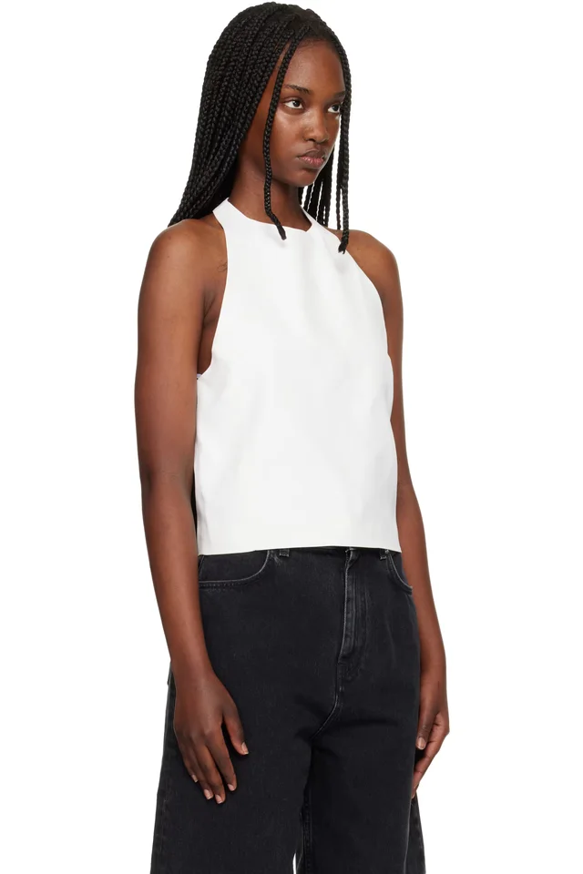 Loulou de Saison White Sami Halter Blouse, photo 2 of 4 from SSENSE
