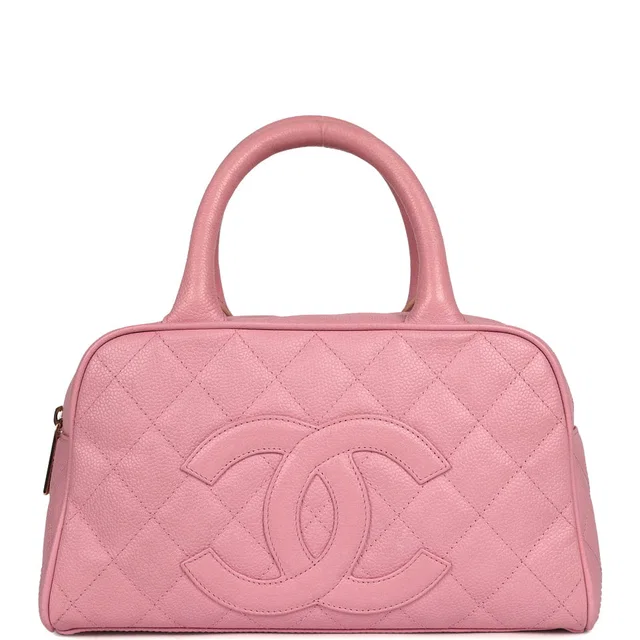 Chanel Vintage Small Timeless CC Bowling Bag Pink Caviar Gold Hardware in Pink Caviar leather from Madison Avenue Couture