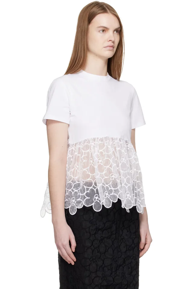 Cecilie Bahnsen White CBconni T-shirt, photo 2 of 4 from SSENSE