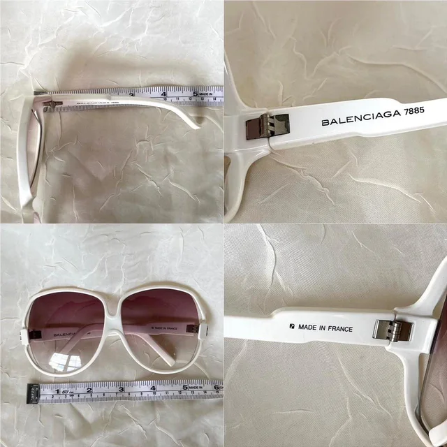 Balenciaga Women's Oversized Sunglasses - White/Cream in white from Depop, photo 7 of 9