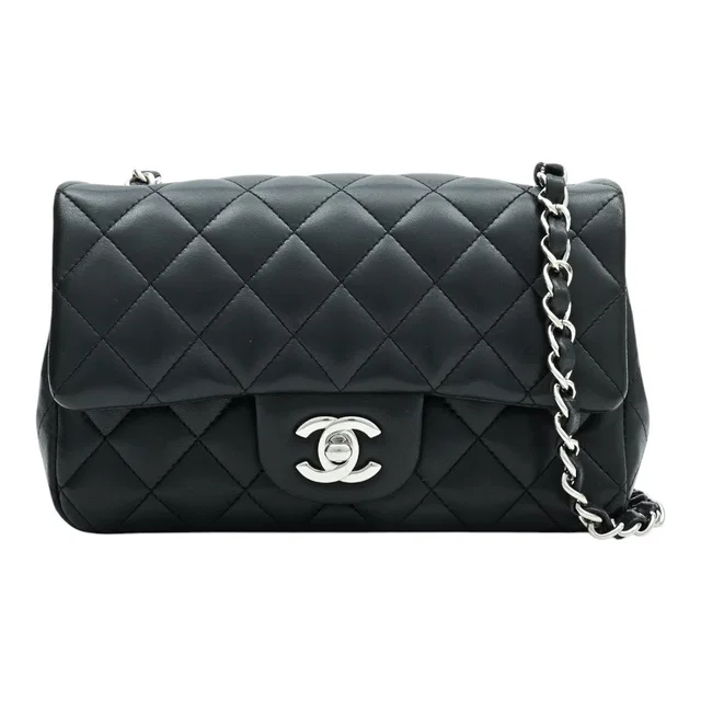 Chanel Classic Flap Chain Bag Mini, Black, circa 2019 in Black Lambskin from VINTAGE QOO TOKYO