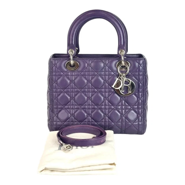 Lady Dior Medium Lambskin Purple Bag in Purple Lambskin from Luxury Promise