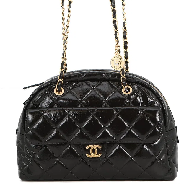 Chanel maxi bowling bag Black Shiny Calf Leather in Black Calfskin from GALLERY RARE