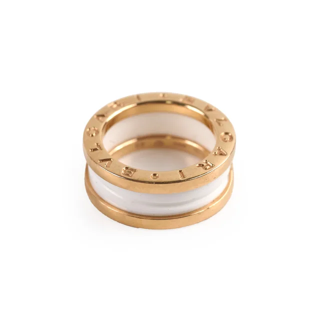 Bvlgari B.Zero 18k Pink Gold White Ceramic Ring Sz 49 in White Ceramic from The Purse Affair