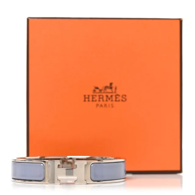 Hermès Enamel Narrow Clic Clac H Bracelet PM Bleu Lin in Blue from FASHIONPHILE, photo 5 of 5