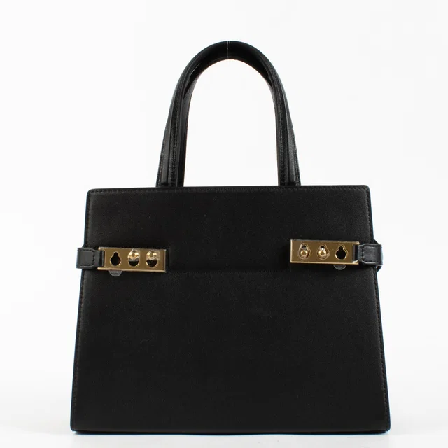 Delvaux Black Silky Calf Tempête Crush PM Bag in Black Calfskin from Labellov