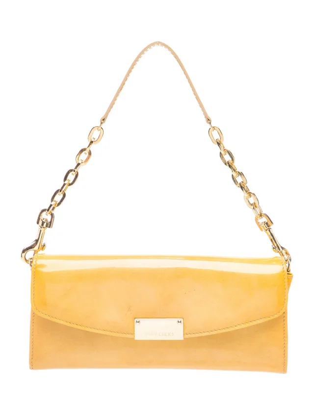 Jimmy Choo Chain-Link Shoulder Bag in brown|red Patent leather from The RealReal