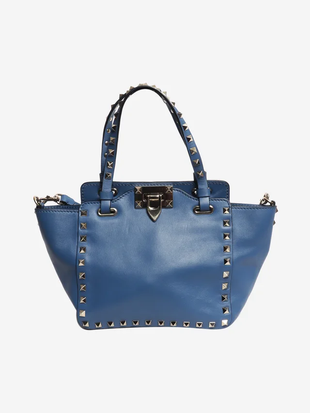 Valentino Garavani Blue Rockstud leather 2way bag in Blue Leather from Sign of the Times