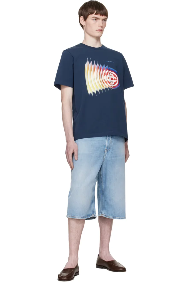 Casablanca Navy Shockwave Short Sleeve T‑shirt, photo 4 of 4 from SSENSE