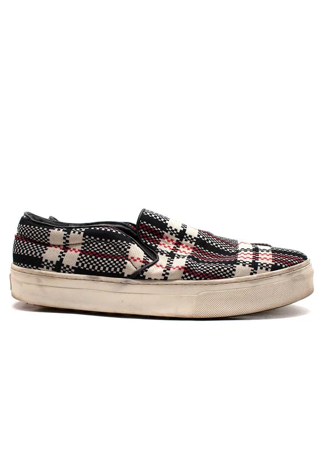 Celine Red and Black Check Slip On Trainers in Black from HEWI