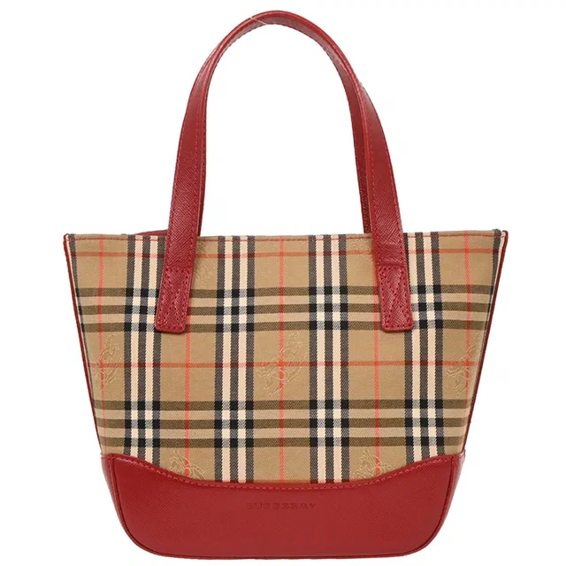 Burberry Beige Canvas House Check Tote Handbag in Beige Canvas from AMORE Vintage Tokyo