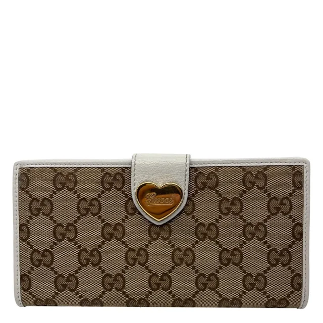 Gucci Heart Continental GG Supreme Canvas Wallet Beige 203550 in Beige Canvas from Dallas Designer Handbags