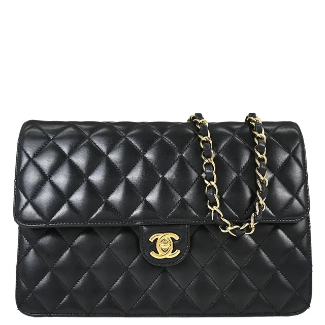 Chanel 2010-2011 Black Lambskin Turnlock Medium Half Flap Shoulder Bag in Black Lambskin from AMORE Vintage Tokyo