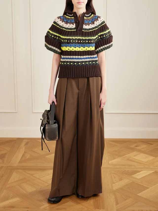 SACAI Striped knitted polo shirt, photo 2 of 2 from NET-A-PORTER (Canada)