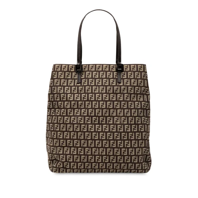 Brown Fendi Zucchino Canvas Tote in Brown Canvas from Designer Revival