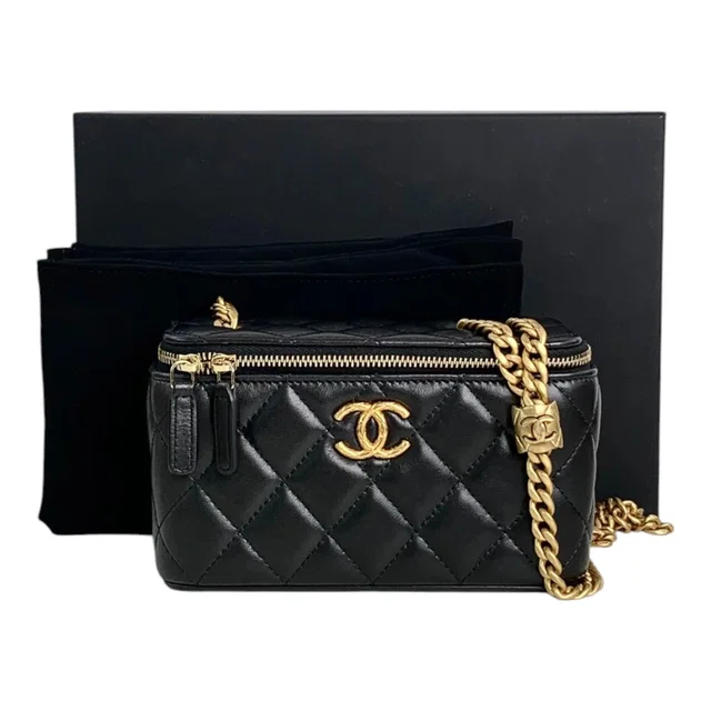 Chanel Vanity Box Black with Pearl Crush - Full Set in Black from Luxury Promise