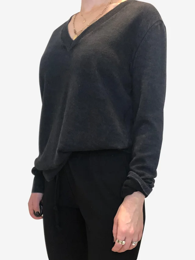 Maison Margiela Washed black v-neck cashmere sweater - size S in Black Cashmere from Sign of the Times
