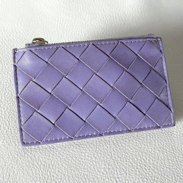 Bottega Veneta Intrecciato Key Pouch Purple in Purple Woven leather from The Reluxe