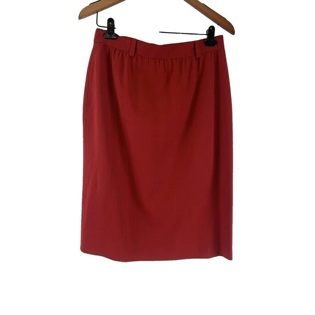 Escada Margaretha Ley Red Wool Skirt Pencil Zip Belt Loops Womens 42 Us 12 in red Wool from Poshmark