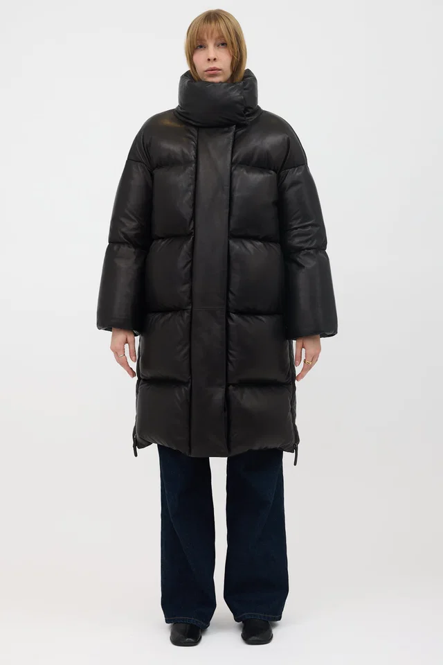 Khaite Leather Down Leo Puffer Coat in Leather from VSP Consignment