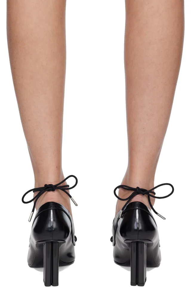 GANNI Black Lace Up Butterfly High Heels, photo 2 of 5 from SSENSE