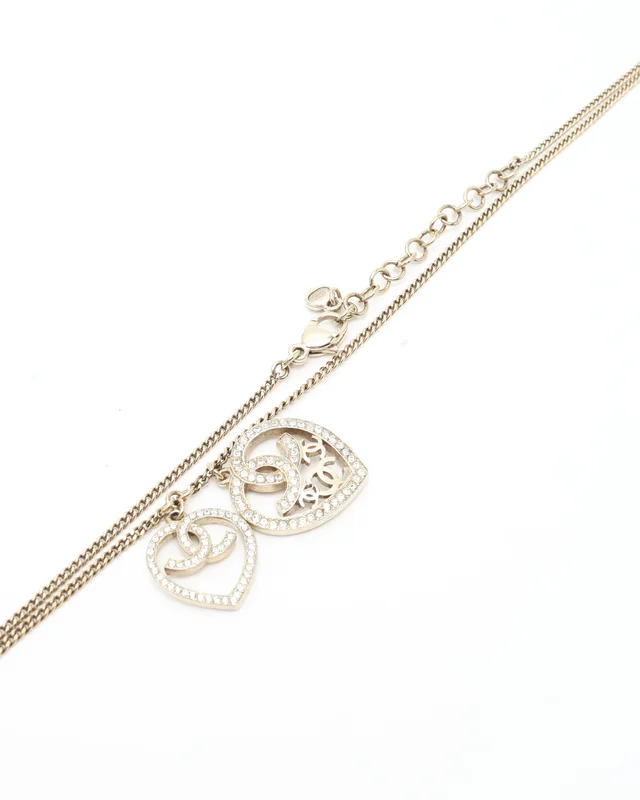 Chanel Coco Mark Heart Rhinestone Necklace in Silk from A Retro Tale, photo 3 of 4