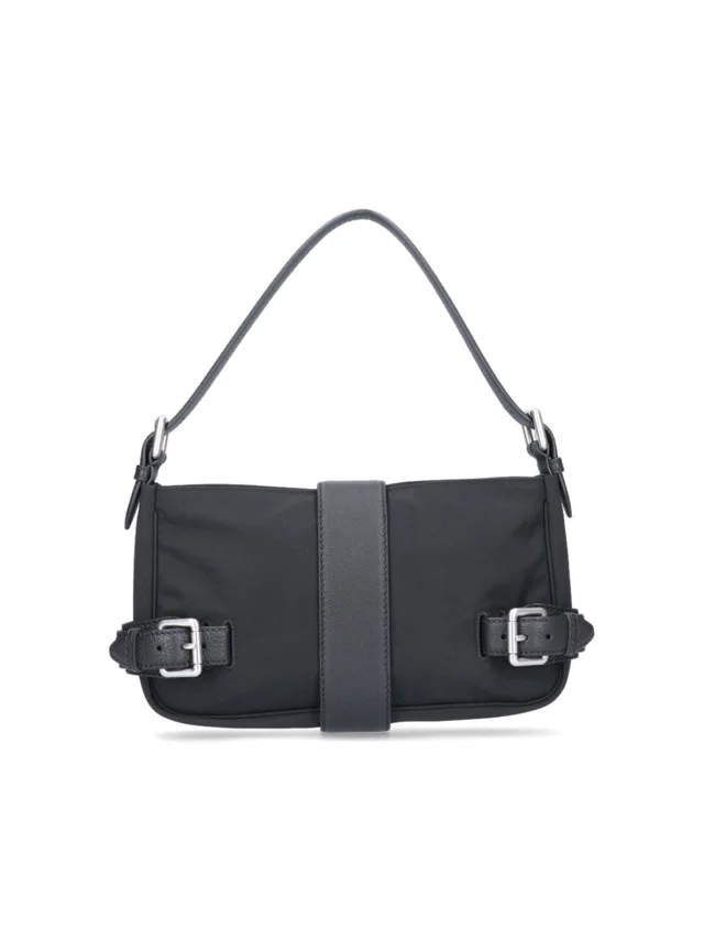 Bottega Veneta Buckle-Strap Detail Shoulder Bag — Black Textile in Black Nylon from HEWI