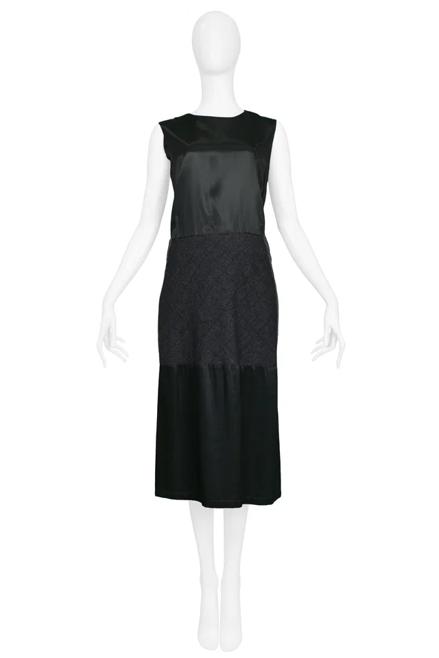 Maison Margiela Artisanal Satin & Wool Panel Dress 2002 in Satin from Resurrection Vintage
