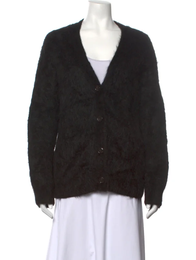 TOTEME Alpaca V-Neck Sweater in black from The RealReal