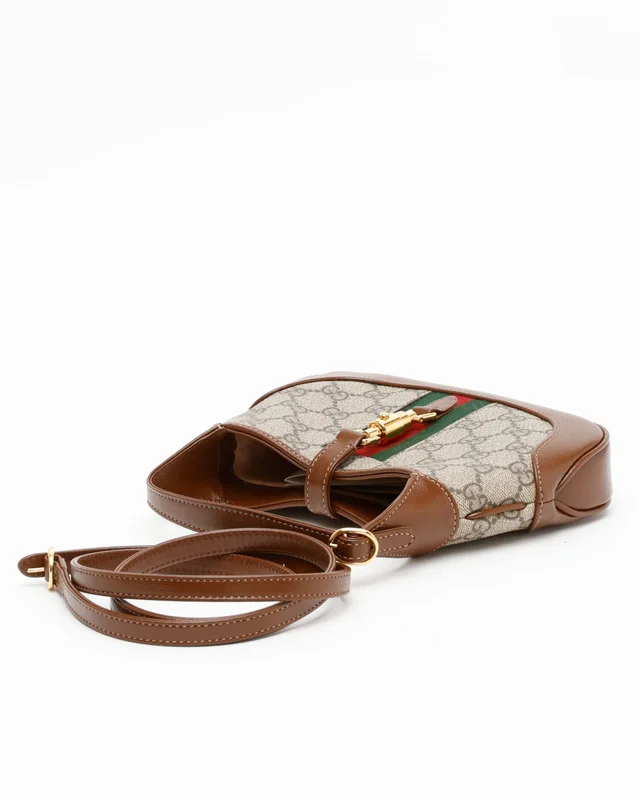 Gucci Jackie Mini 1961 GG Supreme Crossbody Bag in Suede from A Retro Tale, photo 5 of 8