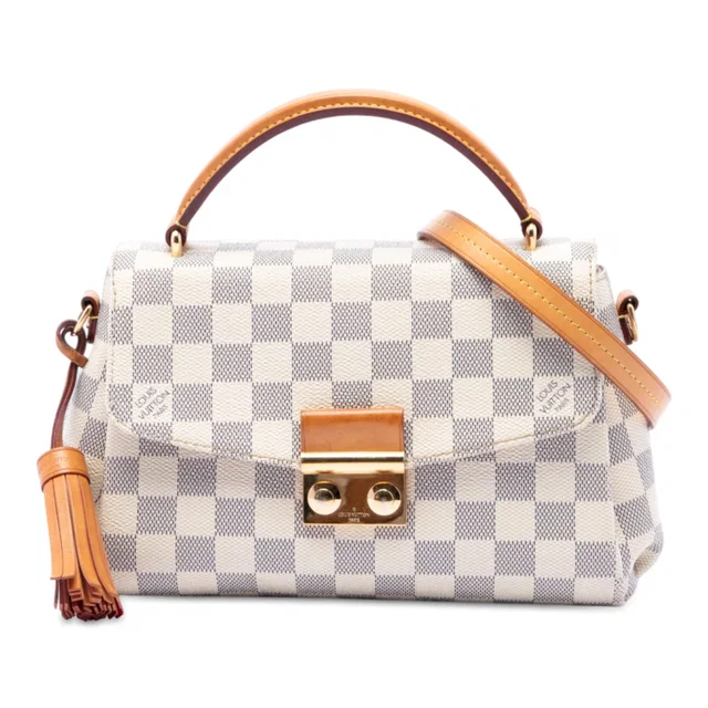 White Louis Vuitton Damier Azur Croisette Satchel in White Canvas from Designer Revival