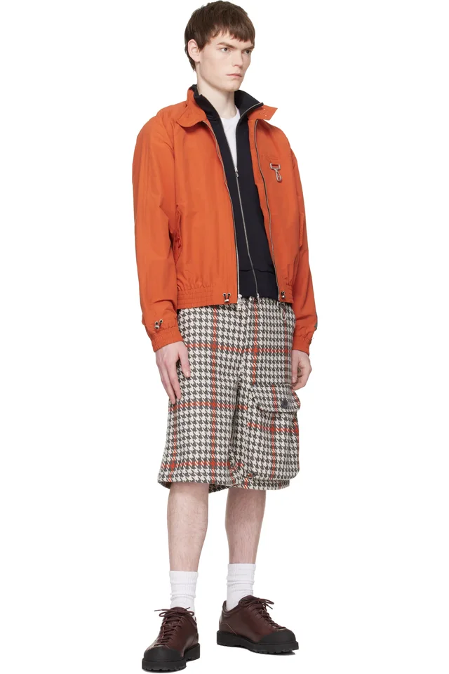 Reese Cooper White & Gray Wool Houndstooth Patch Pocket Shorts, photo 4 of 4 from SSENSE