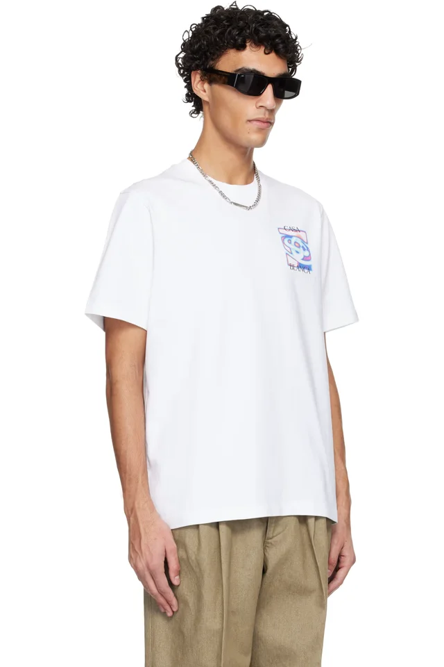 Casablanca White Heat Map Logo Short Sleeve T‑shirt, photo 2 of 4 from SSENSE