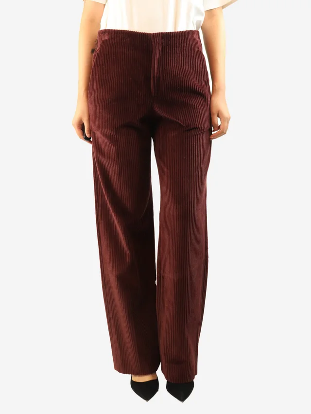 Brunello Cucinelli Burgundy corduroy trousers - size UK 10 in Burgundy from Sign of the Times