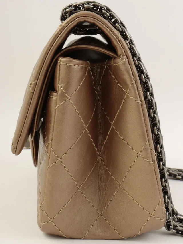 Chanel 2012 Vintage 2.55 Classic Flap Chain Bag Bronze in Leather from VINTAGE QOO TOKYO, photo 4 of 12