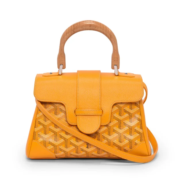 Goyard Goyardine & Calfskin Saigon Souple Mini Bag in Yellow Calfskin from Blue Spinach