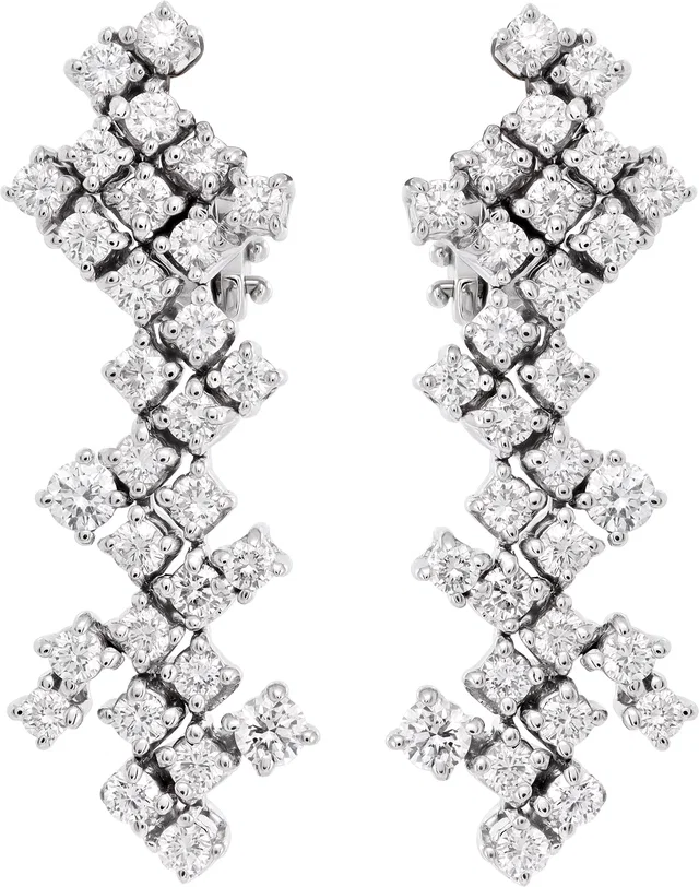 Damiani Zig-Zag Diamond Earrings in White White Gold from Gray And Sons