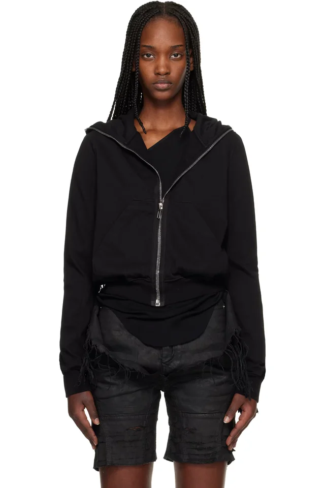 Rick Owens DRKSHDW Black Temple Small Hoodie, image 1 of 1 from SSENSE