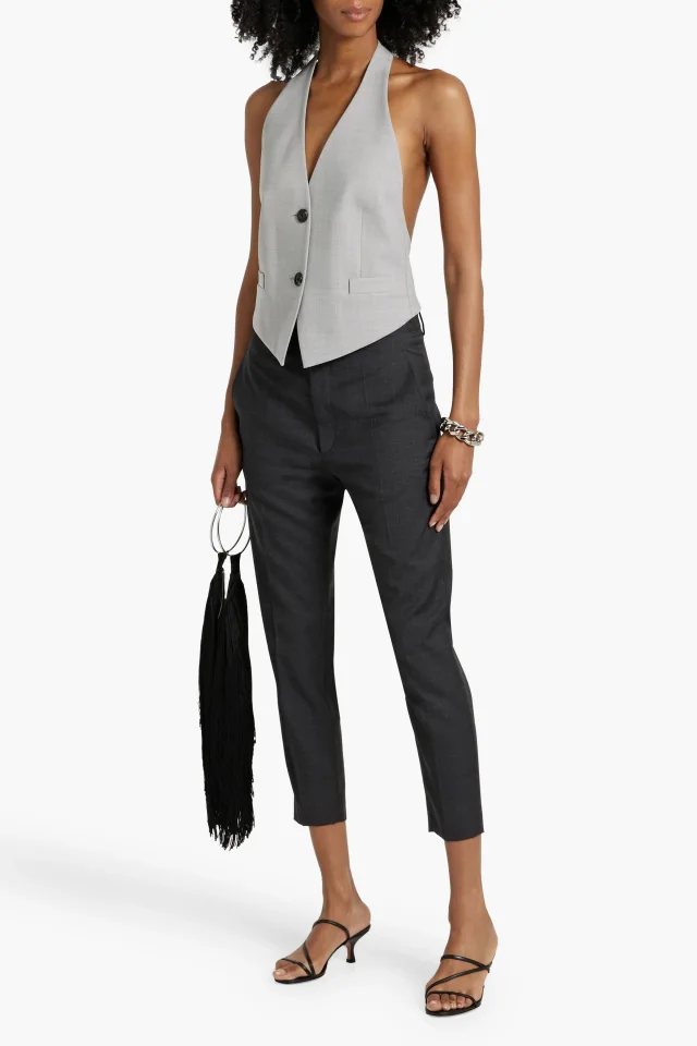 Marant Étoile Noah Cropped Wool-Blend Checked Tapered Pants, photo 2 of 4 from THE OUTNET