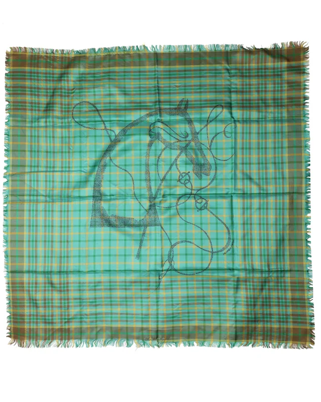 Hermès Carré 90 Plaid Riding Silk Scarf in Silk from A Retro Tale, photo 2 of 2