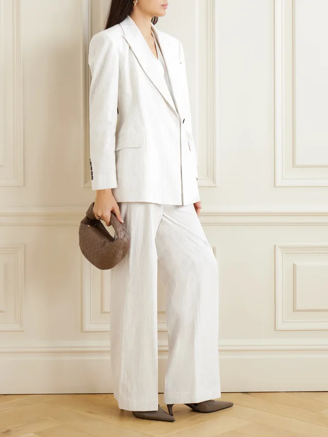 BRUNELLO CUCINELLI Pinstriped linen-blend blazer in White, photo 2 of 2 from NET-A-PORTER (Canada)