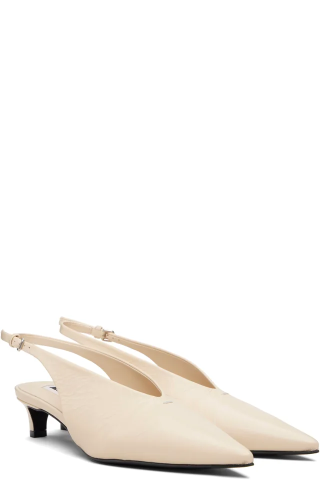 Jil Sander Off-White Slingback Heels, photo 4 of 5 from SSENSE