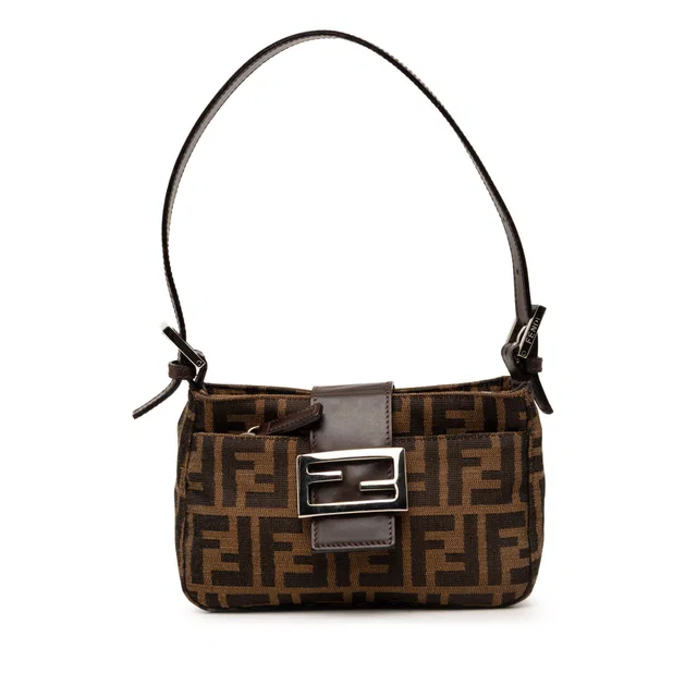 Brown Fendi Zucca Canvas Shoulder Bag in Brown Canvas from Designer Revival