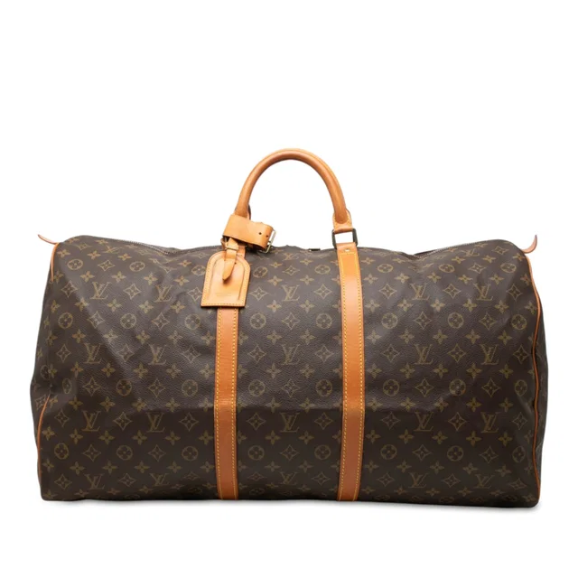 Brown Louis Vuitton Monogram Keepall 60 Travel Bag in Brown Coated canvas from Designer Revival