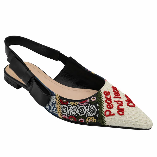 Dior Peace and Love Embroidered Slingback in Leather from Clotheshorse Anonymous