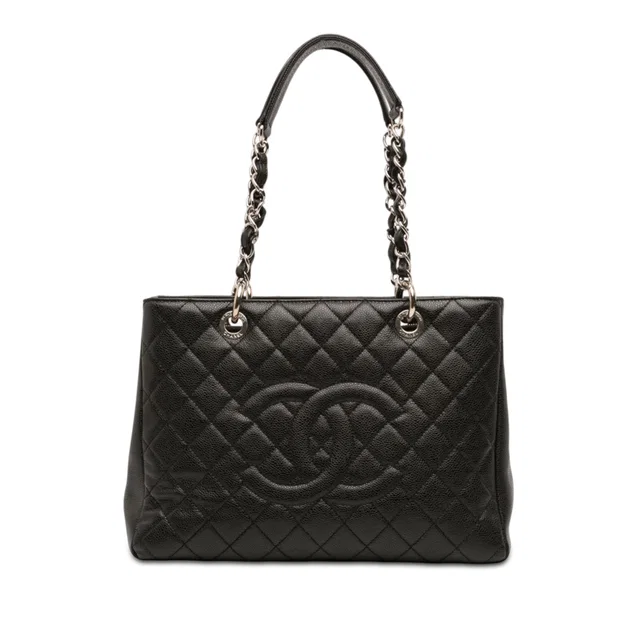Black Chanel Caviar Grand Shopping Tote in Black Caviar leather from Designer Revival